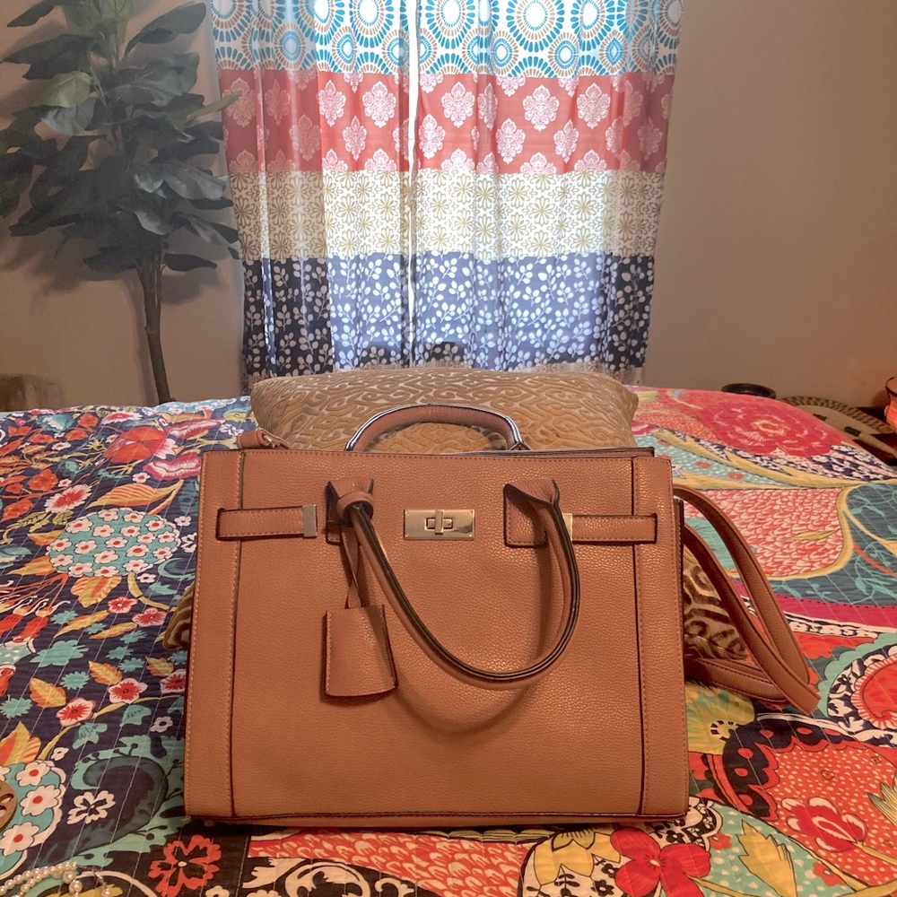 Blush pink top handle purse